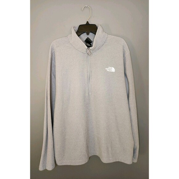 The North Face Sweatshirt Men 2XL Gray Textured Cap Rock 1/2 Zip Fleece Pullover - Picture 2 of 5